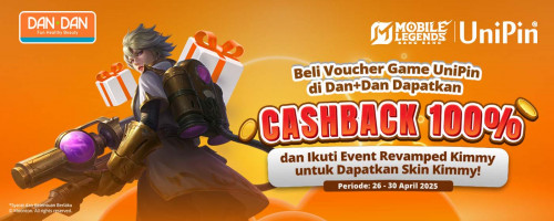 Beli Voucher UniPin di Dan+Dan dan Ikut Event Revamped Kimmy. Dapatkan Cashback 100% dan Skin Impianmu!
